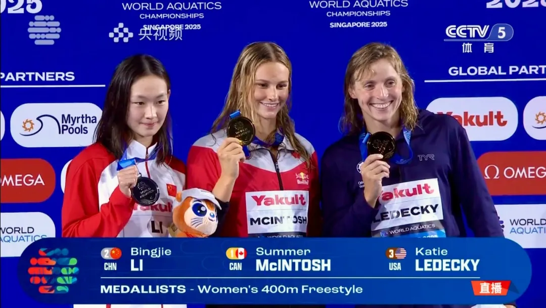 世锦赛｜李冰洁再破亚洲纪录，勇夺女子400米自由泳银牌!于子迪国际首秀创造个人最佳